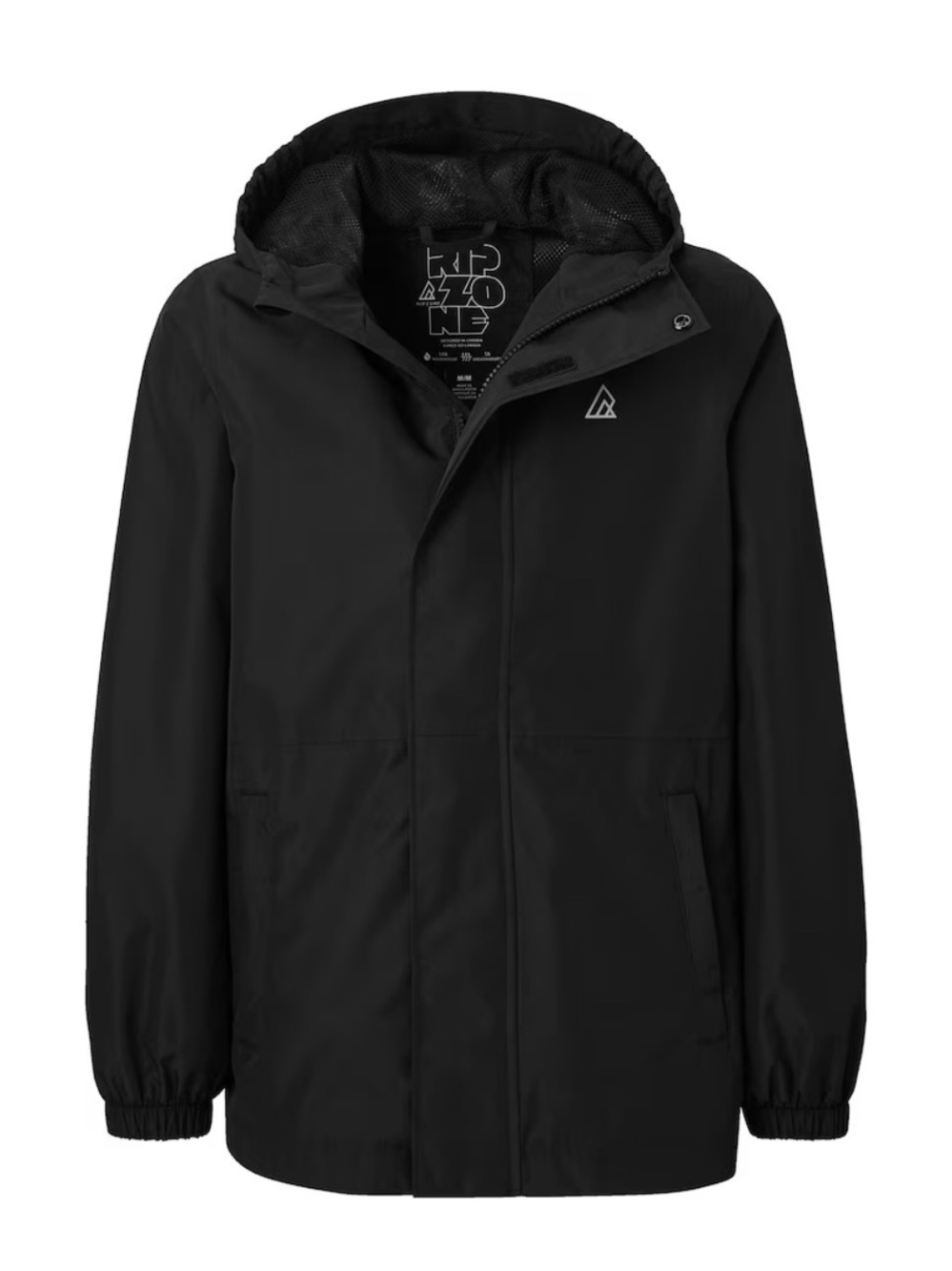 Kids L Waterproof black rain jacket with fleece inside